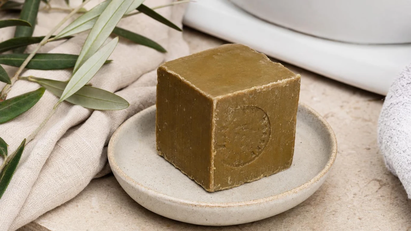 Aleppo soap in a calm usage scene